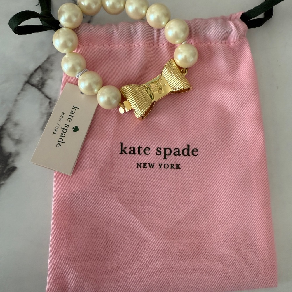 Kate Spade Pearl Bracelet with Gold Bow